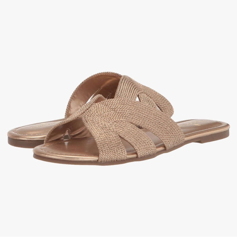 Bandolino rose Gold Sandals with Criss-Cross Strap